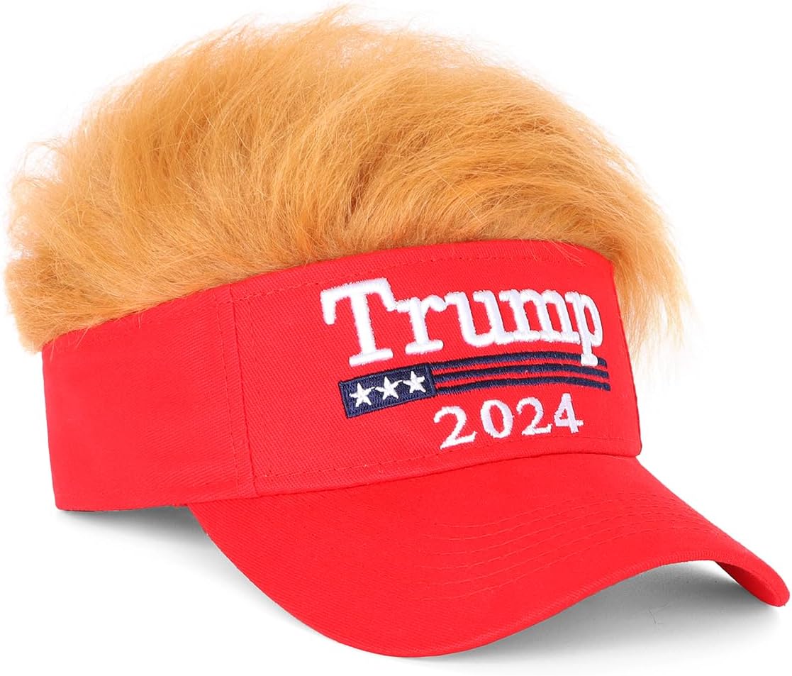 Trump 2024 Hat with Hair,Donald Trump Make America Great Again Wig Hat Embroidered Ultra Adjustable