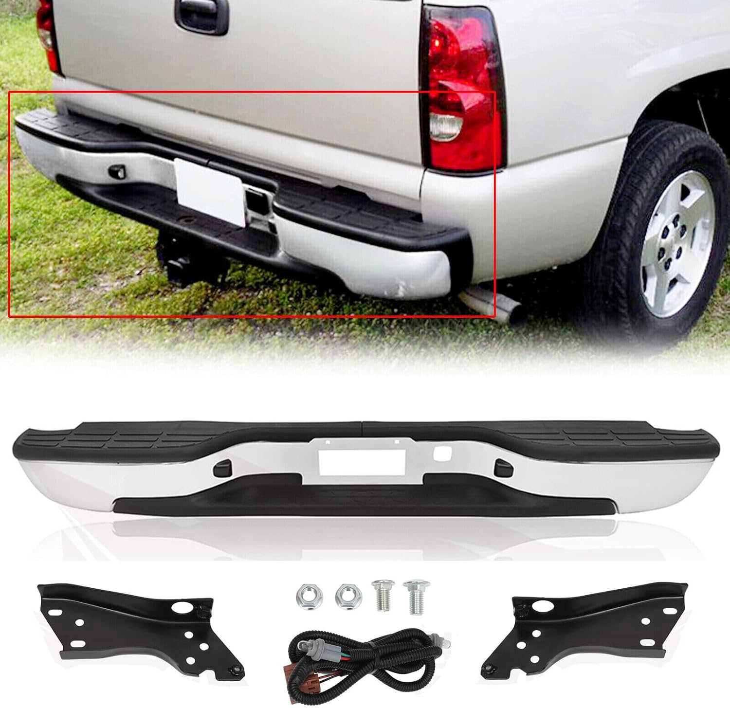 New Rear Step Bumper Fit for 1999-2007 Chevy Chevrolet Silverado GMC Sierra 1500