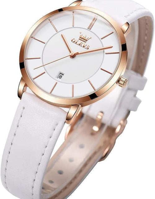 Load image into Gallery viewer, Women&#39;s Watches for Ladies Female Wrist Watch Leather Band Waterproof Thin Minimalist Casual Simple Dress Quartz Analog with Date Calendar
