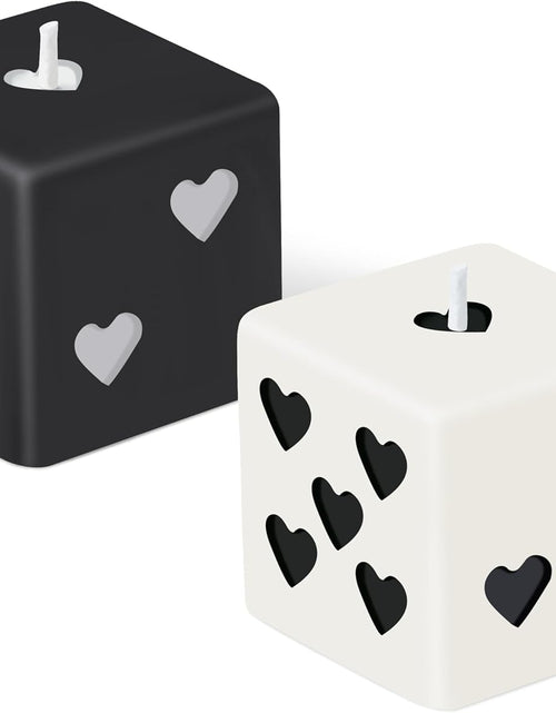 Load image into Gallery viewer, 2Pcs Black White Heart Dice Candle Set Danish Pastel Room Decor Aesthetic Pine Fragrance Natural Soy Wax Handmade
