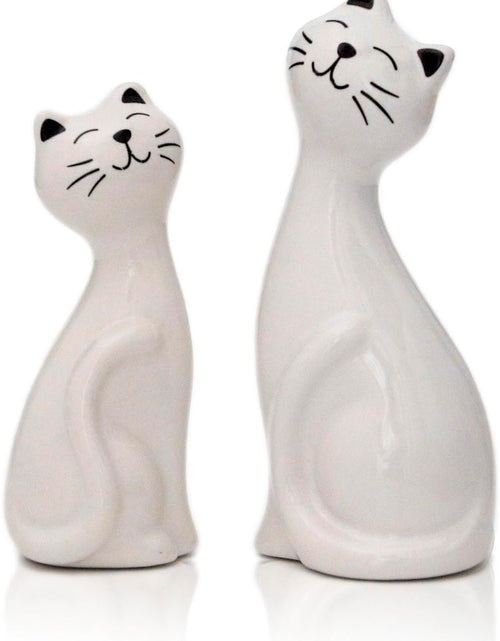 Load image into Gallery viewer, 2pcs White Cat Statues and Figurines for Home Decor - White Cat Statue for Cat Lovers
