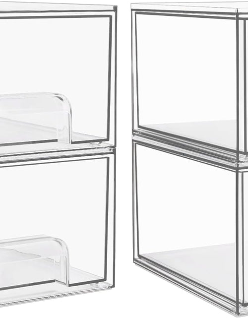 Load image into Gallery viewer, 4 Pack Clear Stackable Storage Drawers, 4.4&#39;&#39; Tall Acrylic Bathroom Makeup Organizer,Plastic Storage Bins For Vanity
