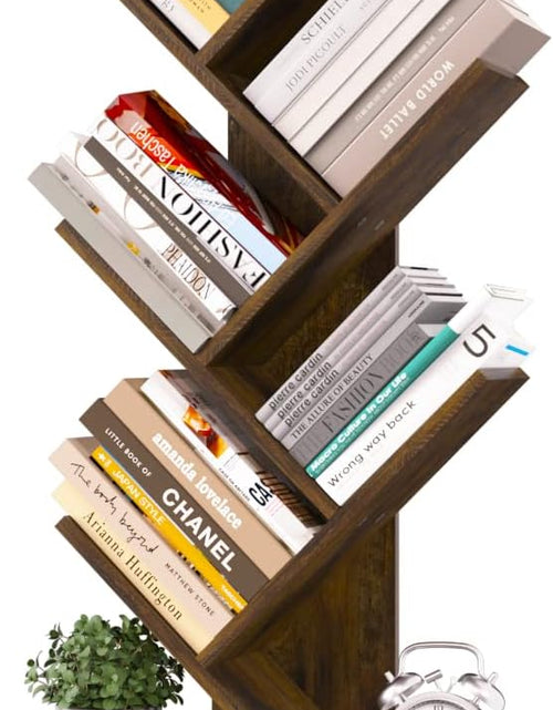 Load image into Gallery viewer, Tree Bookshelf - 6 Shelf Retro Floor Standing Bookcase, Tall Wood Book Storage Rack
