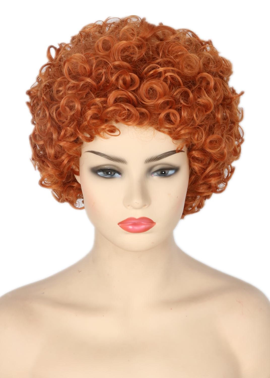 Reddish Brown Short Curly Afro Wig Halloween Costume Cosplay Party Wigs