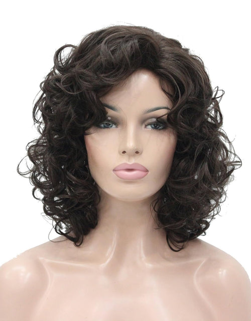 Load image into Gallery viewer, Short Length Chestnut Brown Afro Curl Full Synthetic Wig Women Wigs (Chestnut Brown)
