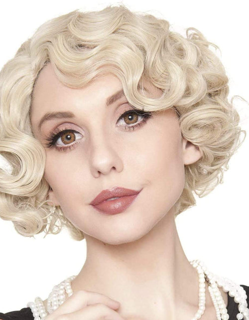 Load image into Gallery viewer, Short Blonde Curly Wig Finger Wave Synthetic Hair for Women, Blonde
