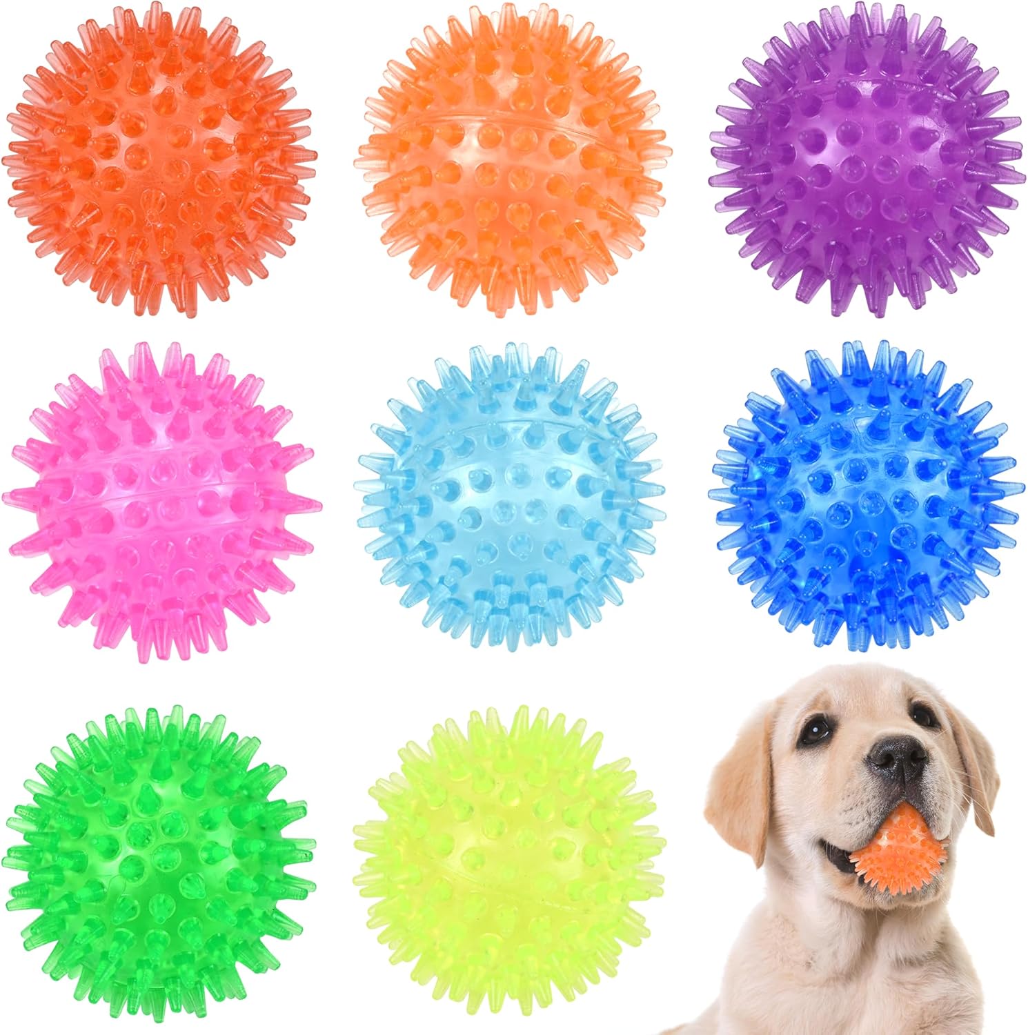 2.5” Dog Balls (8 Colors) Squeaky Dog Toy Balls for Small Medium Dogs, Puppy Chew Toys Balls