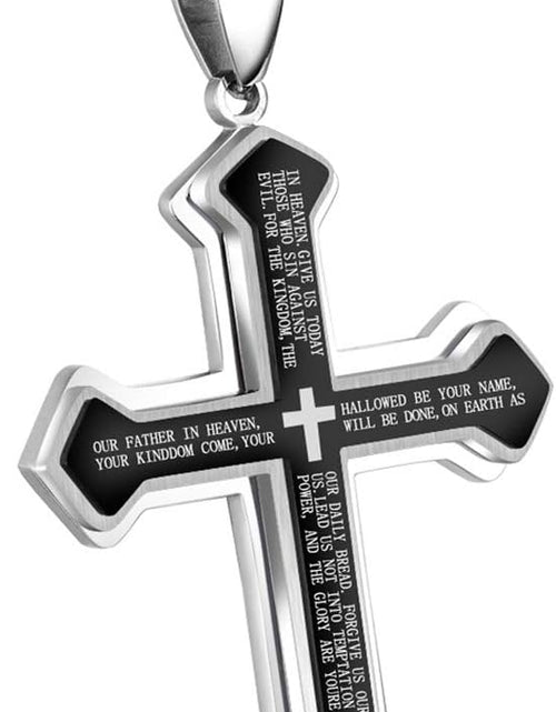 Load image into Gallery viewer, Mens Cross Pendant Necklace Large Stainless Steel Cross Pendant Necklace for Men Women, Silver
