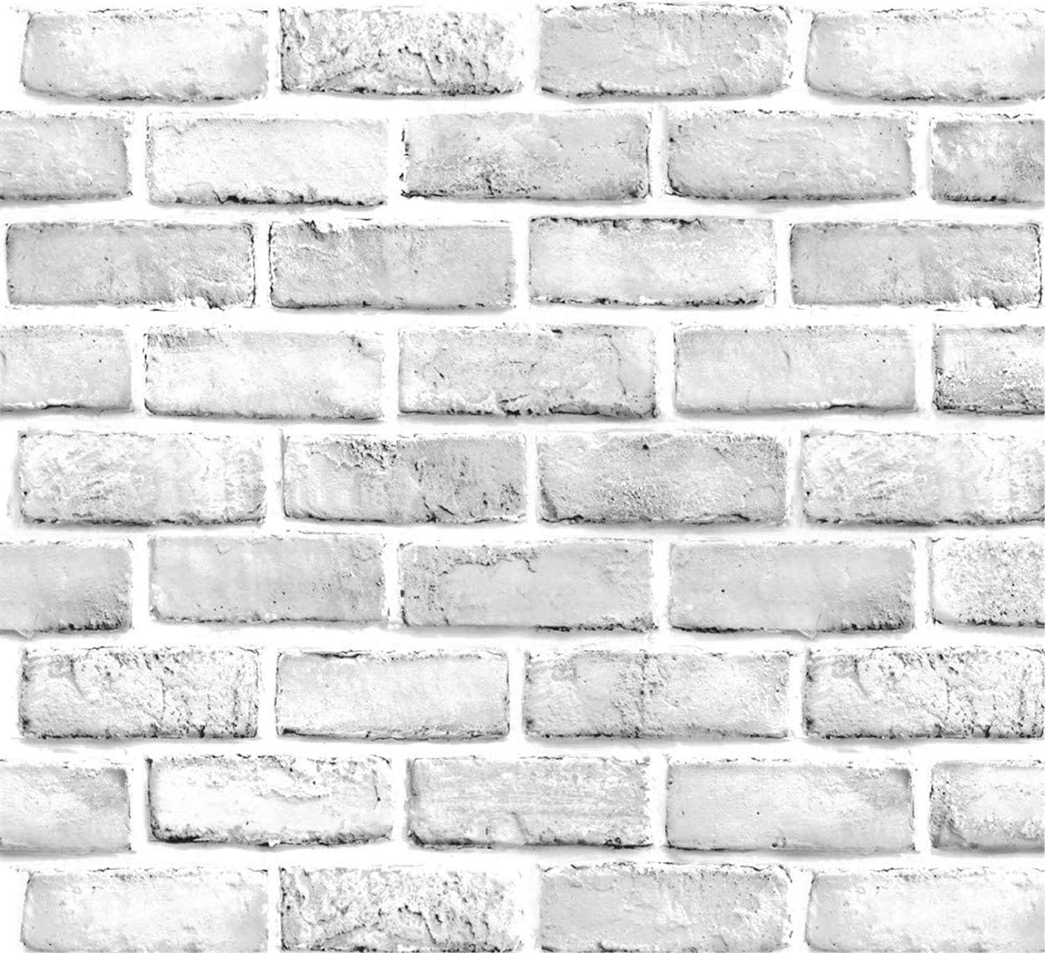 10ft White Gray Brick Peel and Stick Wallpaper Brick Vinyl Wrap Self -Adhesive Room Decor, 18 x 120 inches