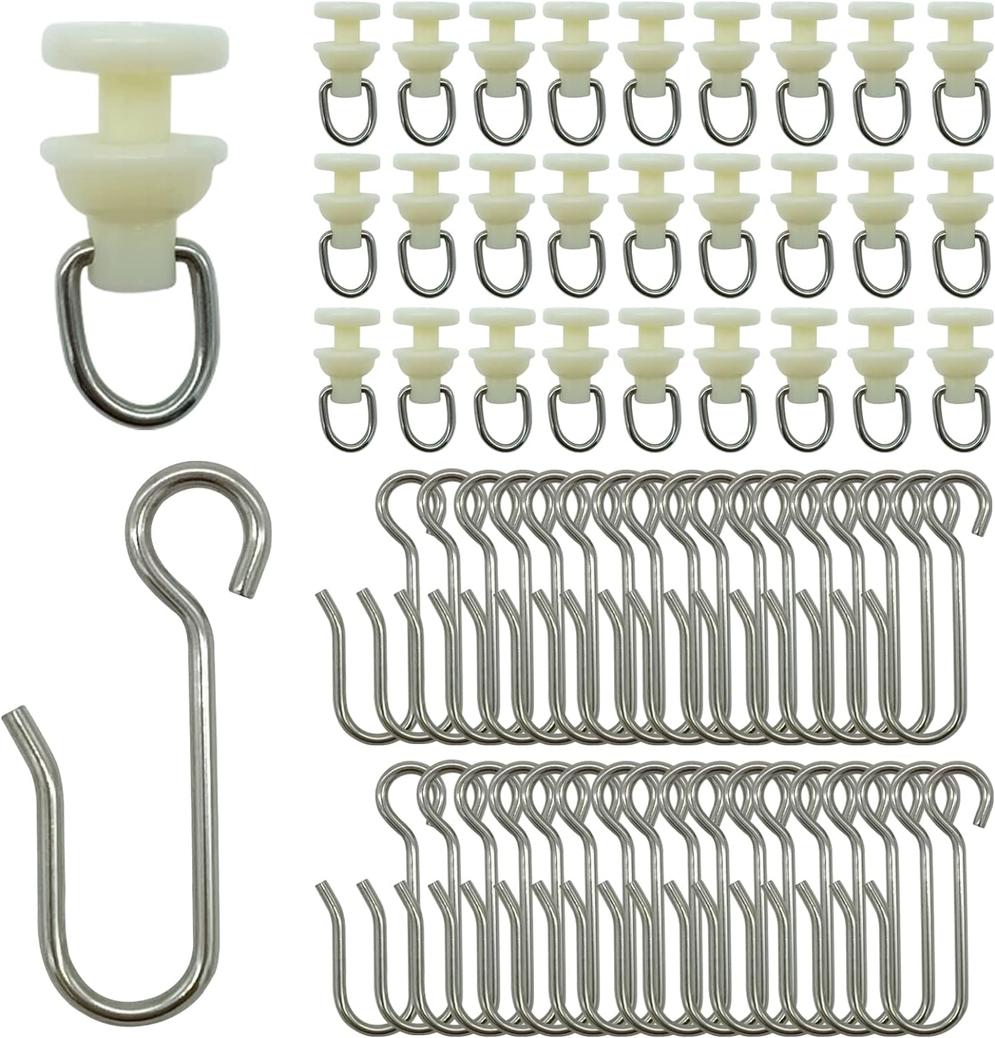 100 Pieces Shower Curtain Hooks and Gliders for Shower Curtain Straight Curved Curtain Track Rollers for Bendable Curtain Track Pulley