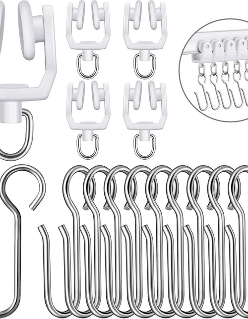 Load image into Gallery viewer, 120 Pieces Curtain Track Sets, Ceiling Curtain Track Hooks, S Hooks Straight Curved Curtain Track Rollers for Ceiling Track
