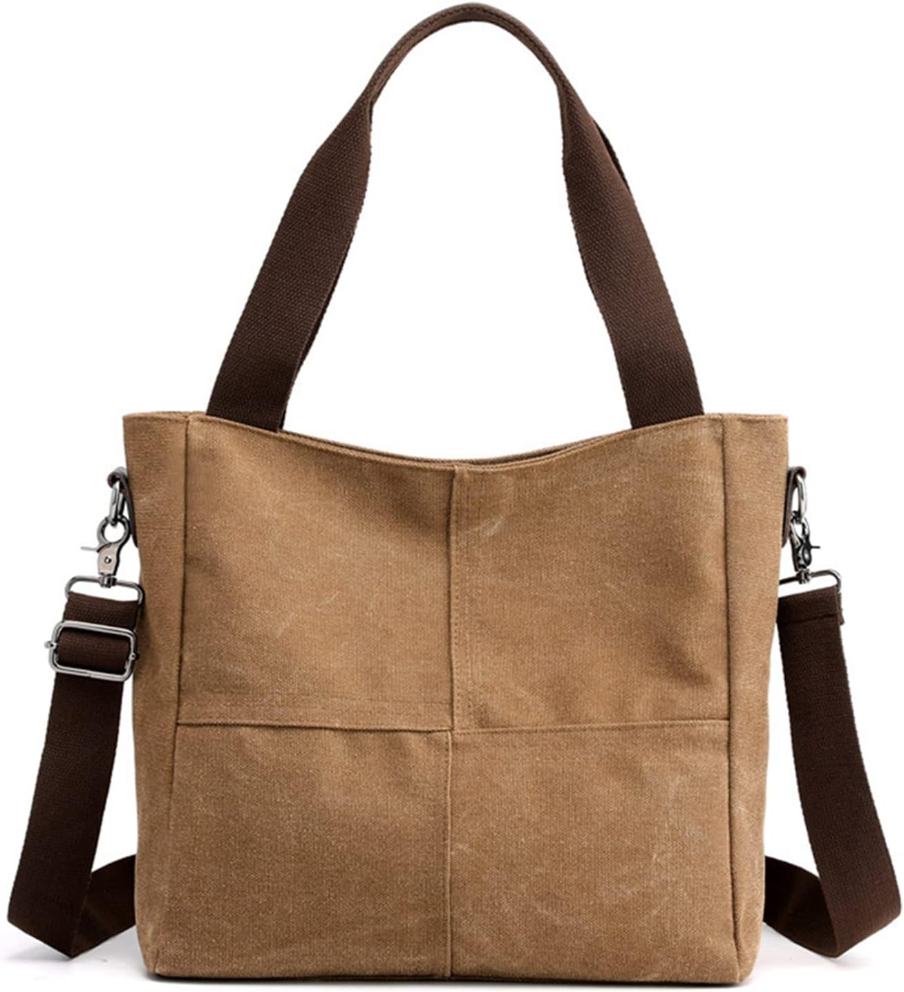 Women's Small Canvas Tote Bag Shoulder Crossbody Bags Work Purses Travel Satchel, Brown