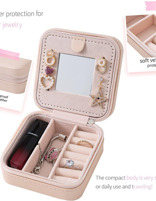 Load image into Gallery viewer, Travel Jewelry Case and Organizer with Mirror - Gift for Women and Girls, Pink
