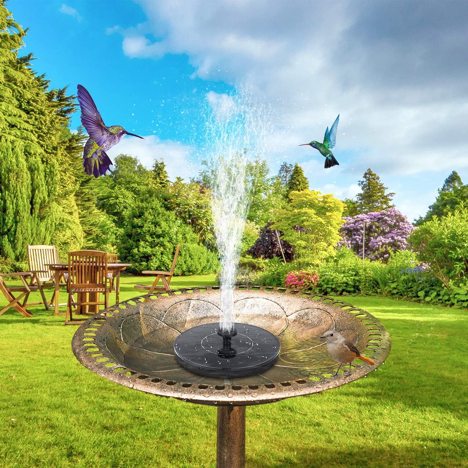 Solar Bird Bath Fountain Pump, Upgrade 1.4W Solar Fountain with 6 Nozzle