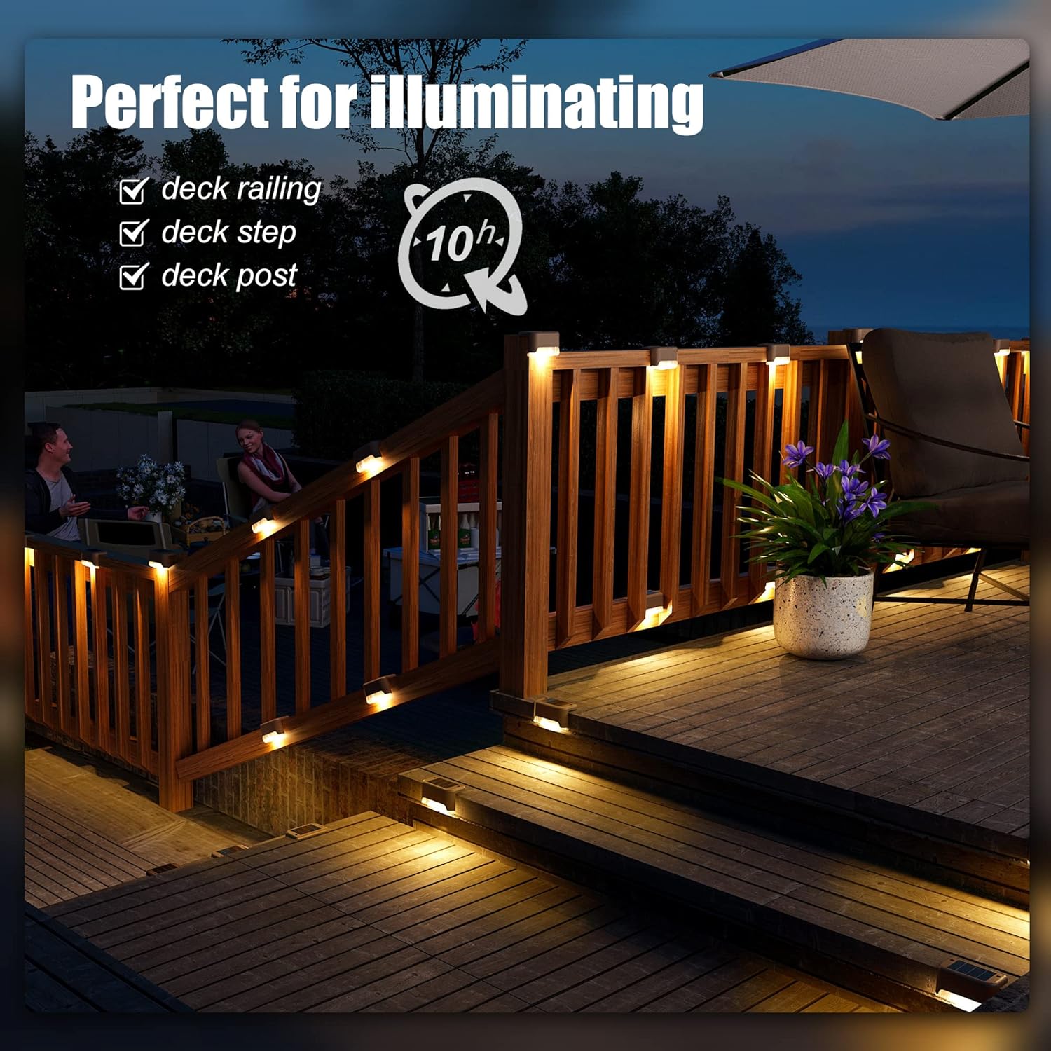 Solar Deck Lights Outdoor 16 Pack, Solar Step Lights Waterproof Led (Warm White)