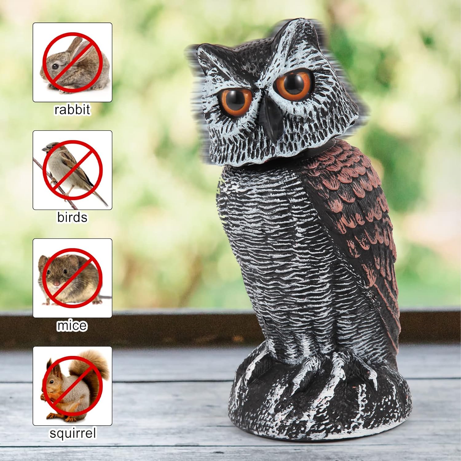 2 Pack Fake Owl Decoys to Scare Birds Away from Gardens and Patios