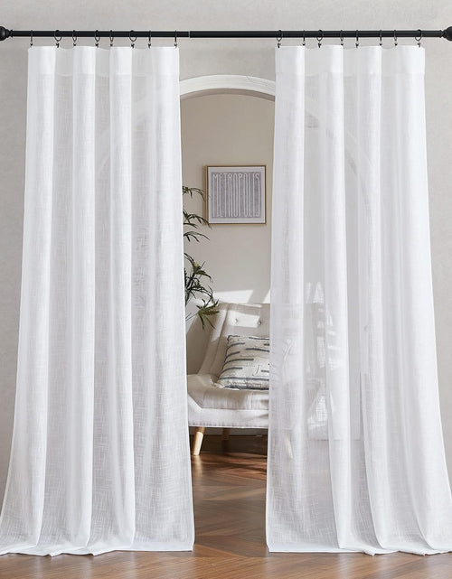 Load image into Gallery viewer, White Linen Sheer Curtains and Drapes 84 inches Long for Sliding Glass Door &amp; Living Room, 52&quot;W, Set of 2
