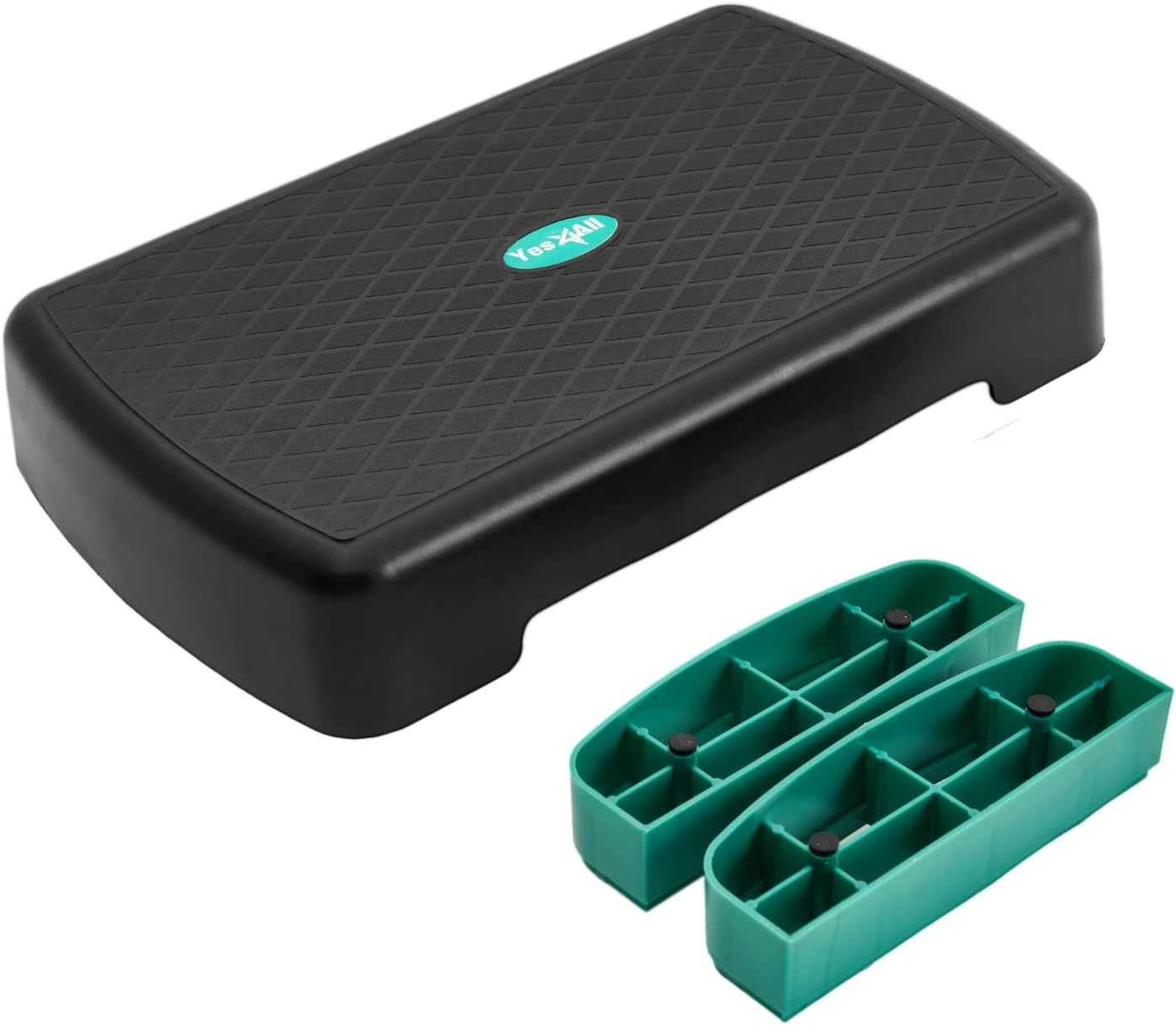 18.9" Aerobic Exercise Step Platform with 2 Risers, Adjustable Height Workout Stepper 3" 6" for Home Gym, Neo Green