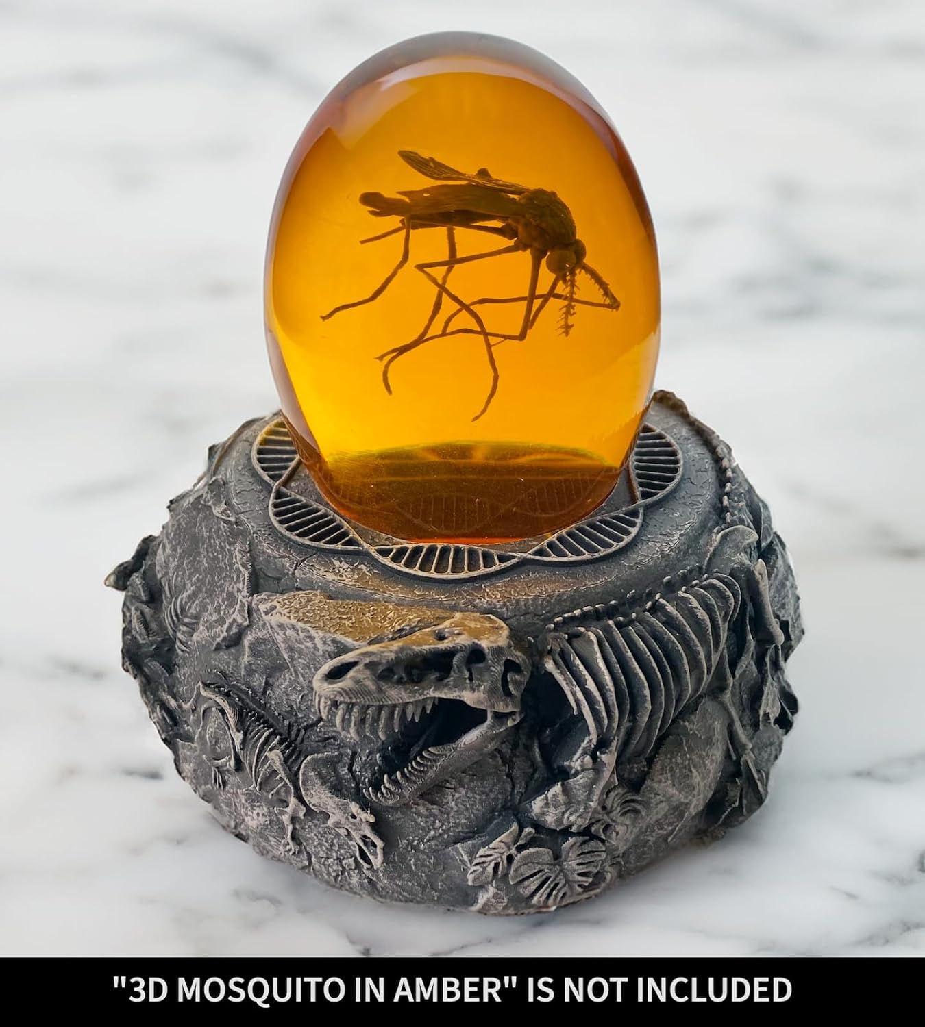 Jurassic Base Decor | Themed Paperweight | Resin Stand for Dinosaur Collectibles, Mosquito in Amber | Fossil Figurines Replica