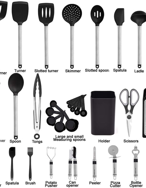 Load image into Gallery viewer, 33 Kitchen Gadgets &amp; Spoons for Nonstick Cookware-Silicone and Stainless Steel Spatula Set
