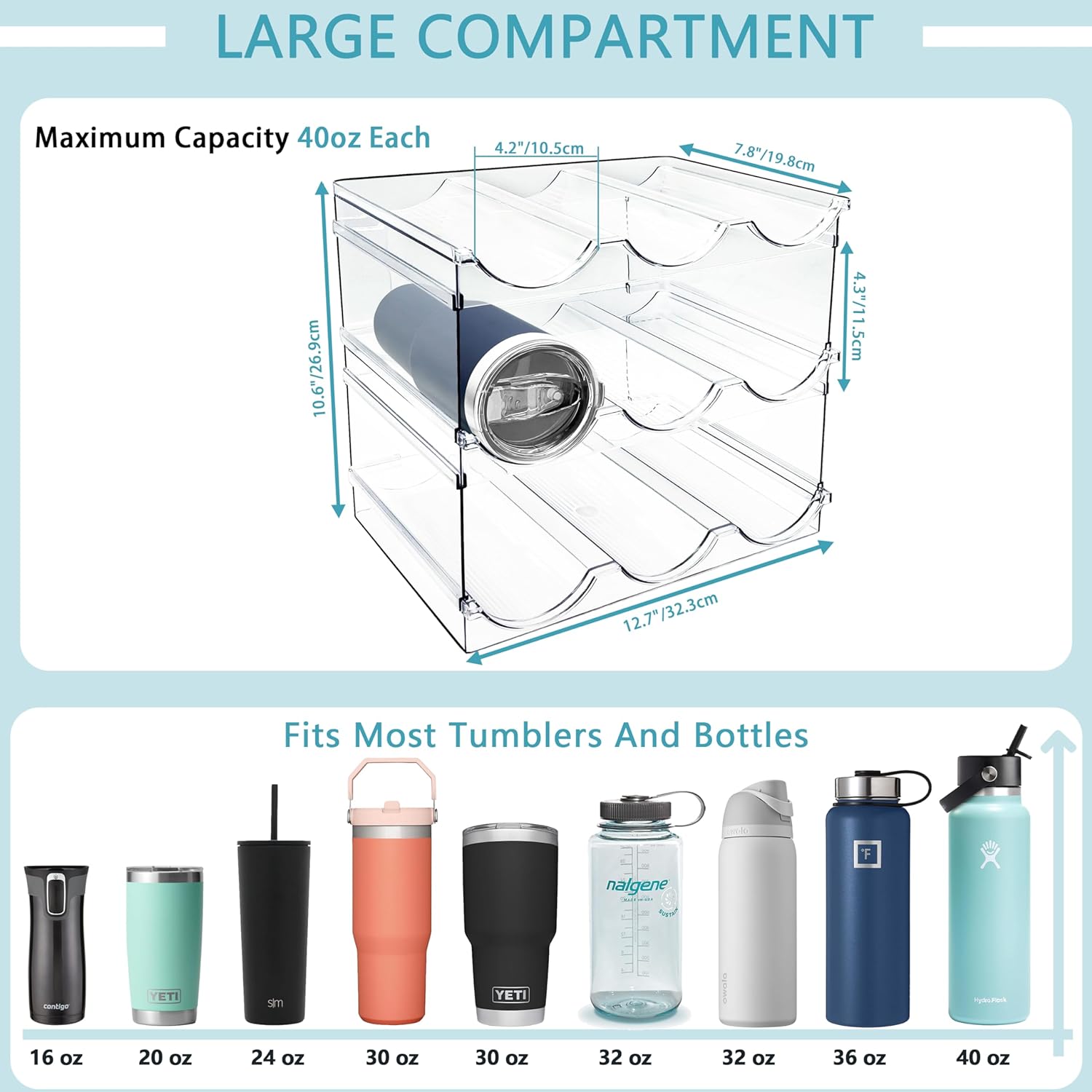 3 Pack Water Bottle Organizer, Stackable Kitchen Home Organization and Storage Shelf,9-Bottle