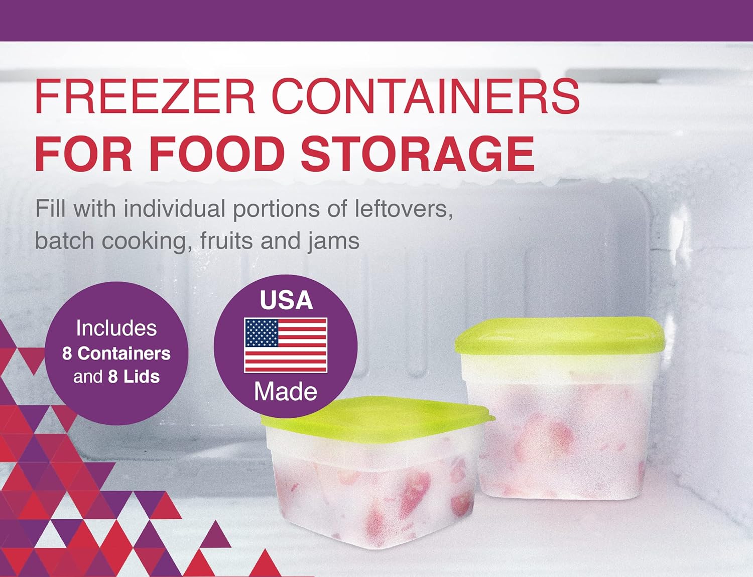 1.5 Pint Freezer Food Storage Containers with Lids for Food Storage, 3 Cups, 8 Pack