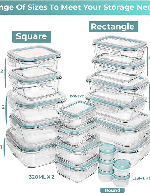 Load image into Gallery viewer, 35 Pc Set Glass Food Storage Containers with Lids - Meal Prep Airtight Bento Boxes BPA-Free
