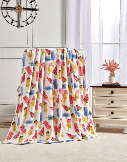 Load image into Gallery viewer, Summertime Fun Extra Soft Throw Blanket (50&quot; X 60&quot;) - Ice Cream, Popsicles &amp; Watermelon, Ivory
