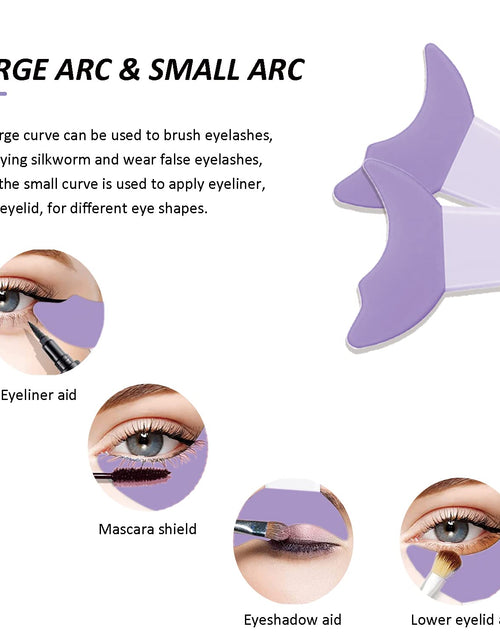 Load image into Gallery viewer, 4Pcs Reusable Silicone Eyeliner Aid Mascara Shield Eyeliner Eyelash Eyeshadow Lipstick Applicator Guide Tool, Purple
