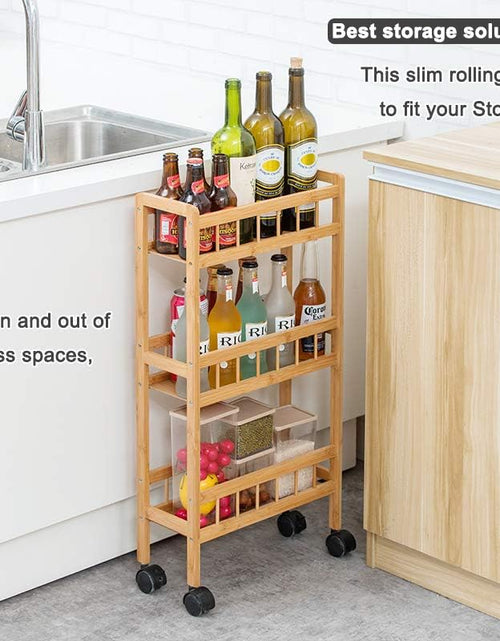 Load image into Gallery viewer, 3-Tier Kitchen Removable Storage Cart, Slim Slide Out Rolling Pantry Shelf
