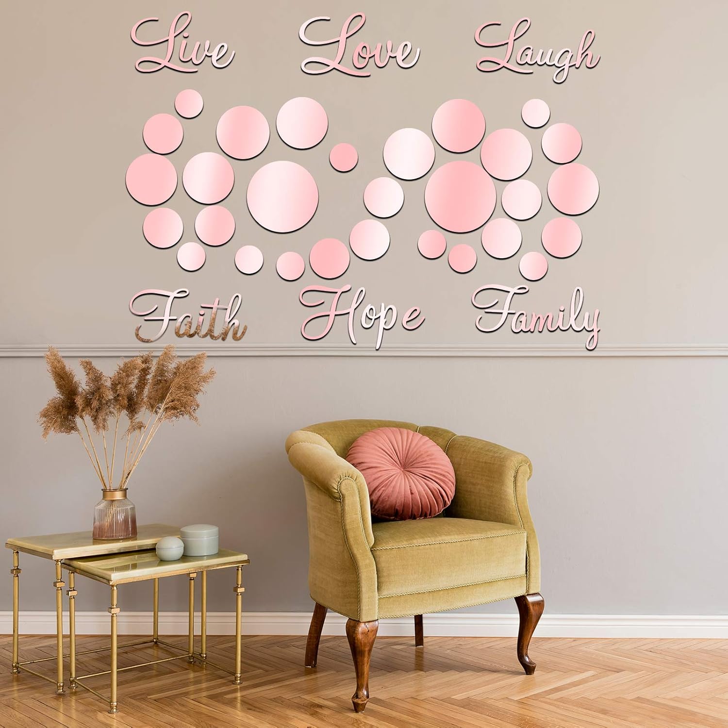 3D Acrylic Mirror Wall Decor Stickers DIY Faith Live Laugh Hope Love Family