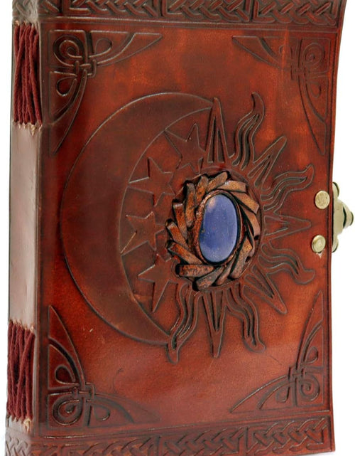 Load image into Gallery viewer, Sun &amp; Moon Leather Bound Writing Journal | 5&quot;x7&quot; inches
