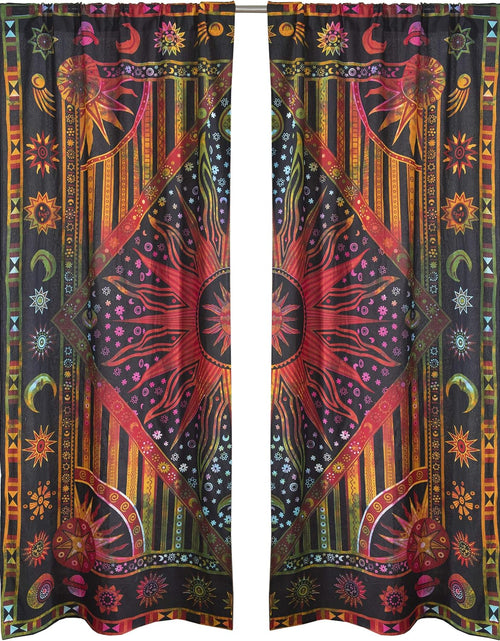 Load image into Gallery viewer, Window Curtains Burning Sun Hippie Mandala Gypsy Tie Dye Bohemian 25&quot; x 74&quot; Set of 2Window Curtains Burning Sun Hippie Mandala Gypsy Tie Dye Bohemian 25&quot; x 74&quot; Set of 2
