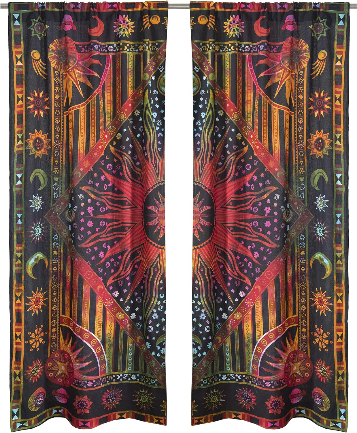 Window Curtains Burning Sun Hippie Mandala Gypsy Tie Dye Bohemian 25" x 74" Set of 2Window Curtains Burning Sun Hippie Mandala Gypsy Tie Dye Bohemian 25" x 74" Set of 2