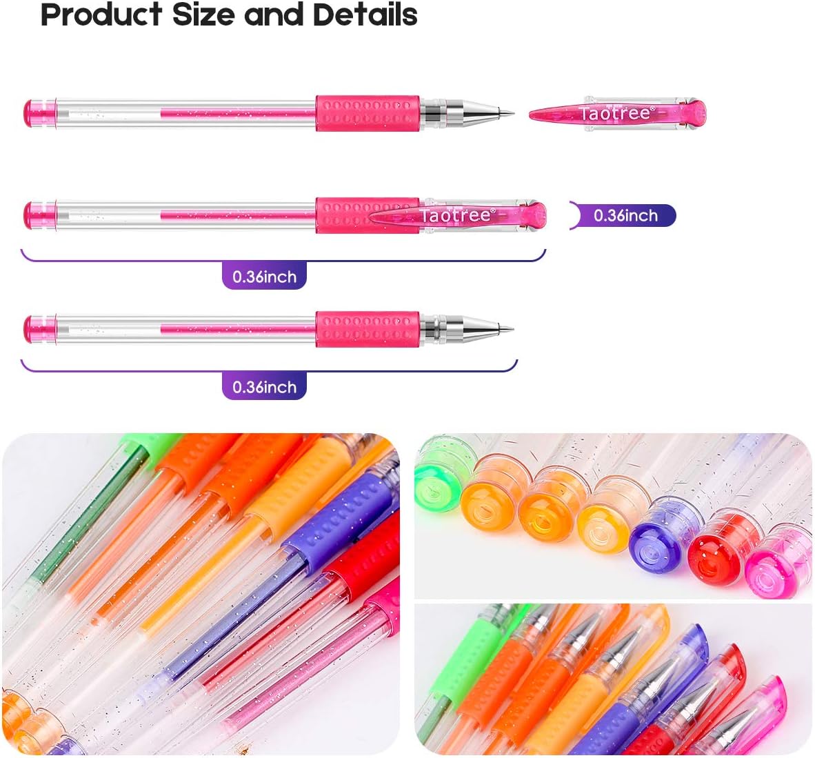 32-Color Neon Glitter Pens Fine Tip Art Markers Set 40% More Ink