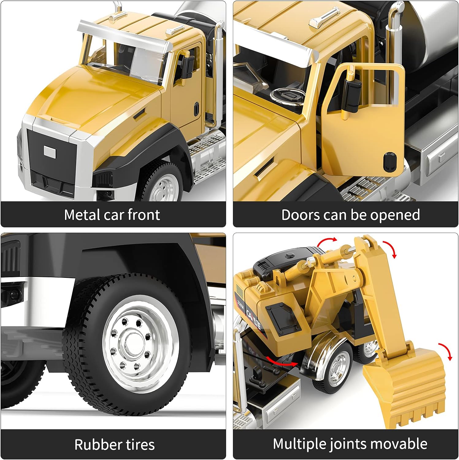 3 Pack Construction Vehicles Dump Truck Digger Mixer Truck