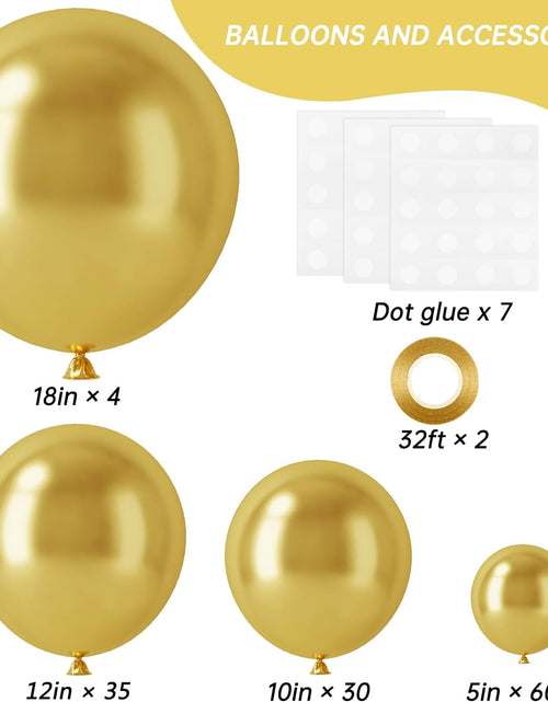 Load image into Gallery viewer, 129pcs Metallic Gold Balloons Latex Balloons Different Sizes 18 12 10 5 Inch Party Balloon Kit, Gold
