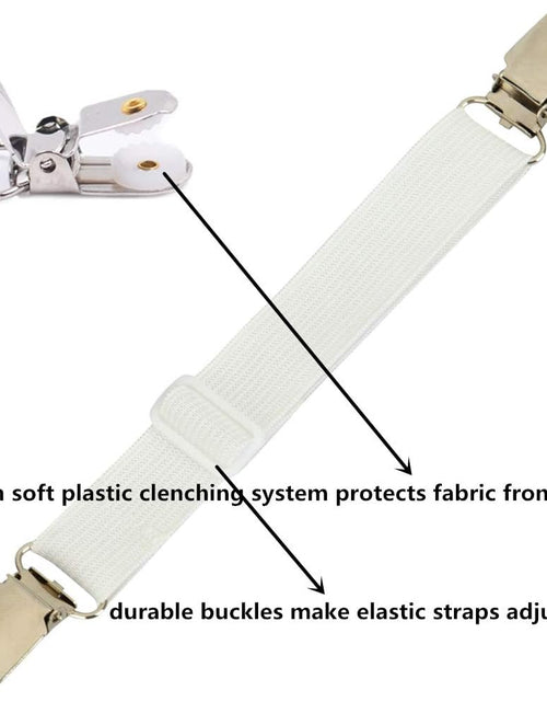 Load image into Gallery viewer, 4 Pcs Adjustable Elastic Bed Sheet Grippers Straps Suspender Fasteners Holder, White
