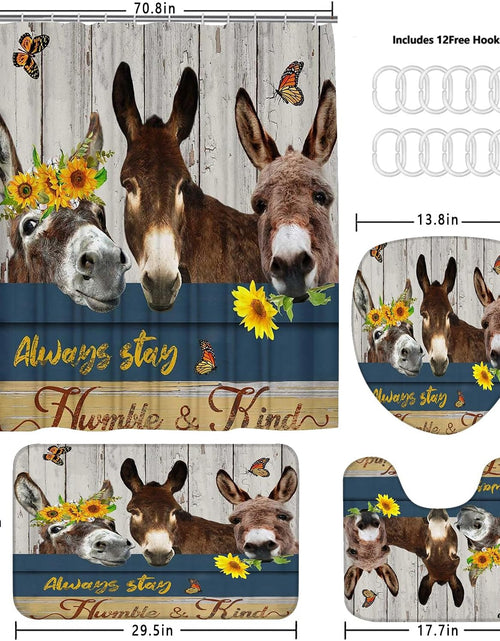 Load image into Gallery viewer, 4PCS Farm Animal Shower Curtain Set Sunflower Country Rustic Farmhouse Bathroom Decor Set
