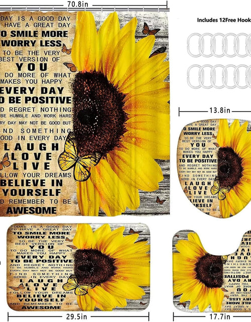 Load image into Gallery viewer, 4pcs Shower Curtain Sets with Rugs Sunflower Bathroom Set Decor Set with Rugs and Accessories
