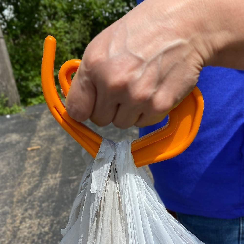 Grocery Bag Carrier (2-Pack Orange) - Multiple Shopping Bag Holder Handle