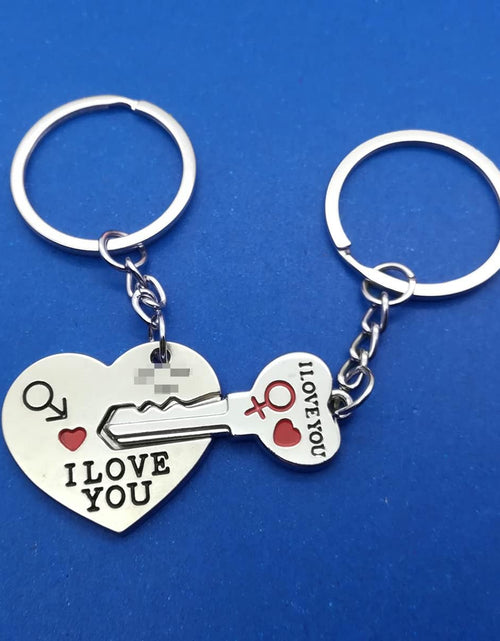 Load image into Gallery viewer, 2pcs Couple Key Chain Ring Set-I LOVE YOU with Red Heart Keychains Set for Boyfriend Girlfriend and Best Friends
