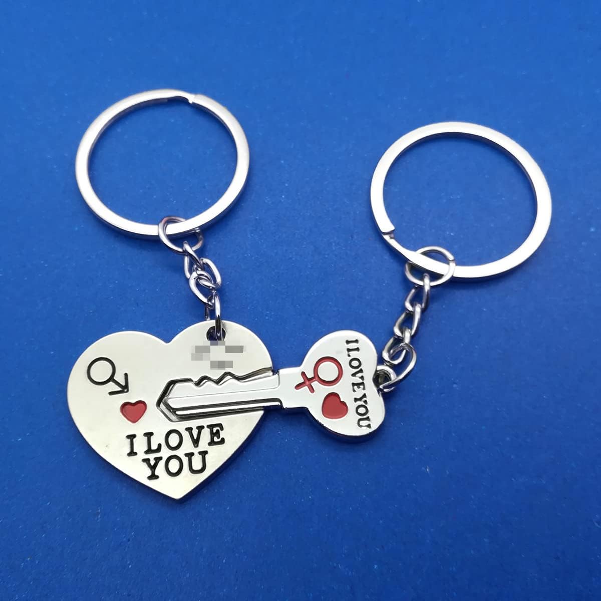 2pcs Couple Key Chain Ring Set-I LOVE YOU with Red Heart Keychains Set for Boyfriend Girlfriend and Best Friends