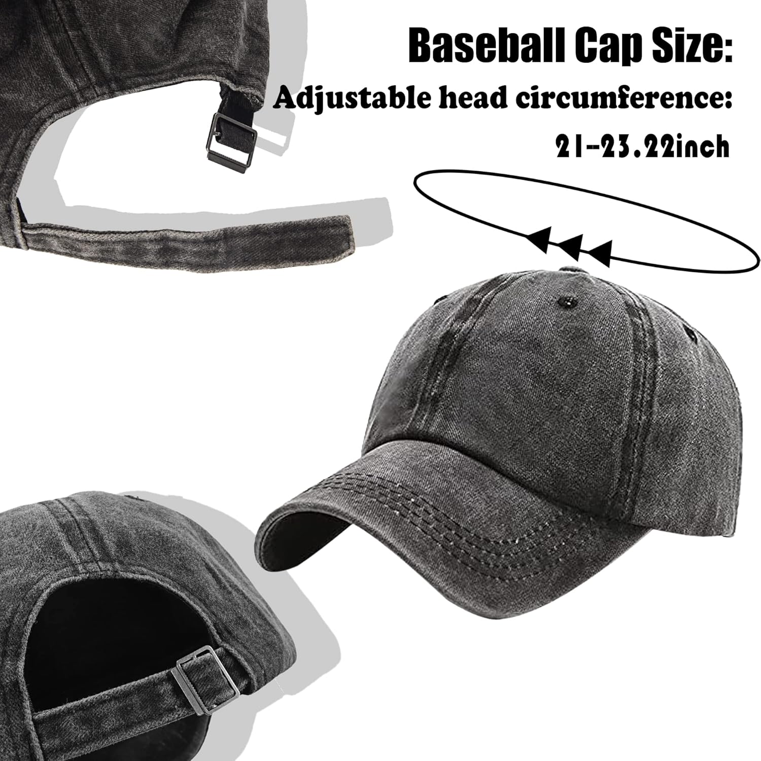 3 Pack Washed Plain Vintage Baseball Cap Cotton Adjustable Twill Bulk Low Profile Classic Dad Hat (Dark Green+black+navy Blue)