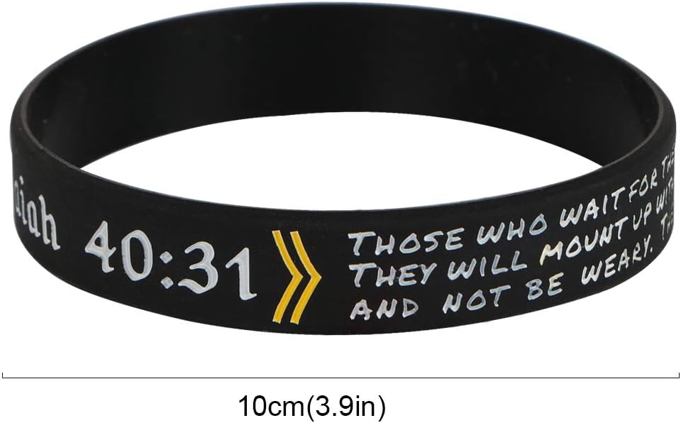 4pcs Christian Religious Scripture Bible Verse Rubber Bracelet Wristband