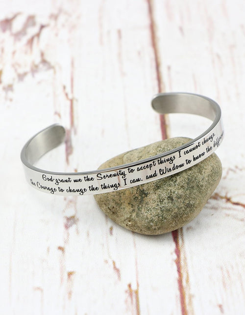 Load image into Gallery viewer, 𝐂𝐡𝐫𝐢𝐬𝐭𝐢𝐚𝐧 𝐁𝐫𝐚𝐜𝐞𝐥𝐞𝐭𝐬 for 𝐖𝐨𝐦𝐞𝐧 Inspirational Religious Gifts for Her Bible Verse Bapstism Jewelry Cuff Bangle
