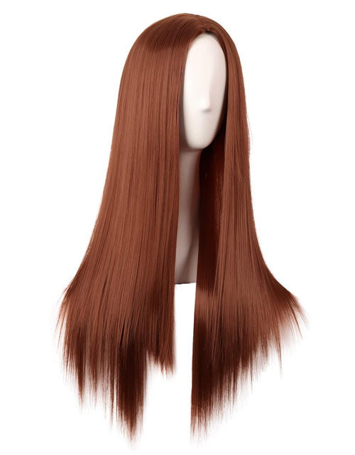 Load image into Gallery viewer, 28 Inch/70 cm Women Special Long Straight Part Bangs Synthetic Wig (Ginger Orange)
