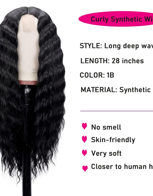 Load image into Gallery viewer, 28 Inch Curly Wig Long Wigs for Black Women Loose Deep Wave Lace Front Wig 4&#39;&#39; Simulated Scalp Middle Part Synthetic Natural Crimps Curls
