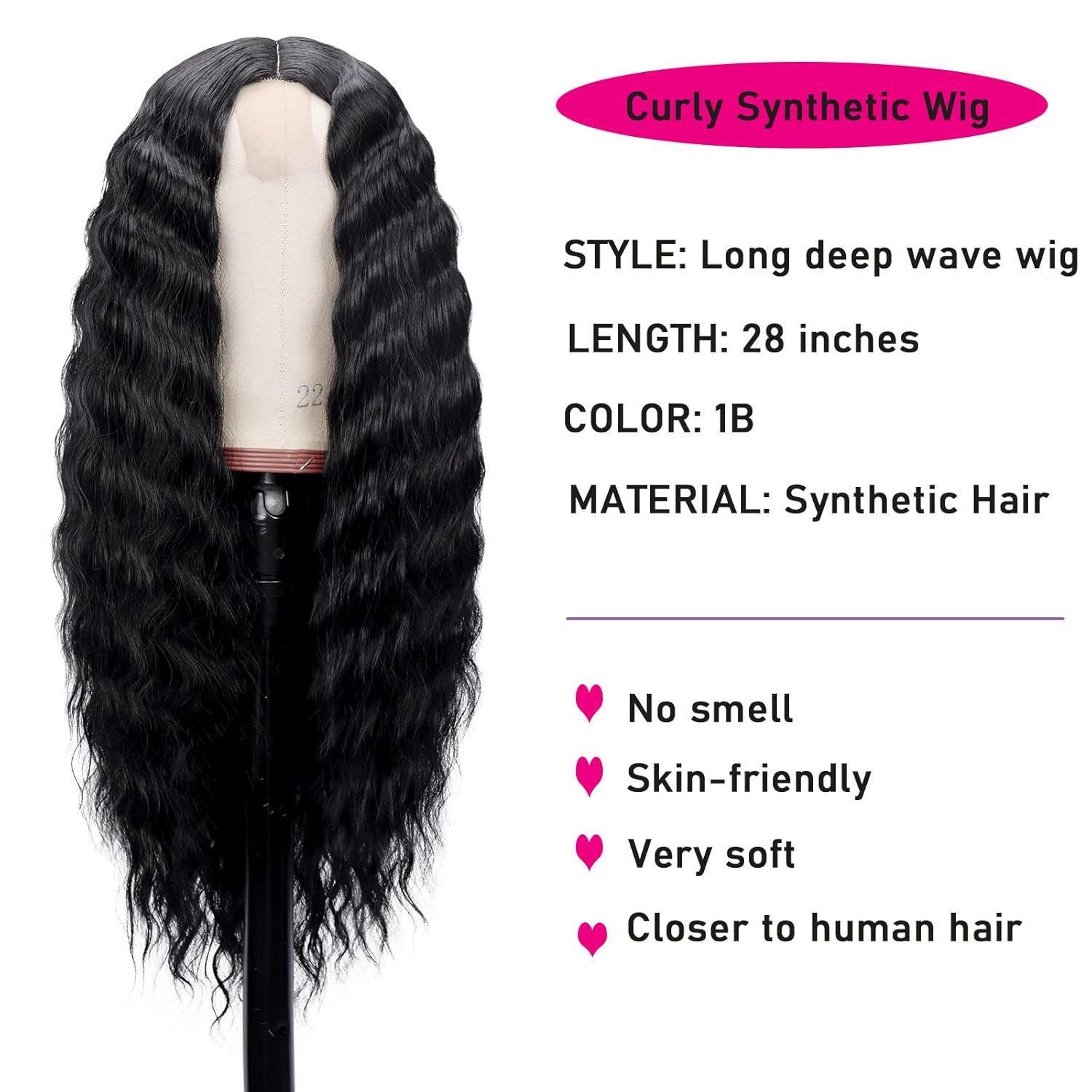 28 Inch Curly Wig Long Wigs for Black Women Loose Deep Wave Lace Front Wig 4'' Simulated Scalp Middle Part Synthetic Natural Crimps Curls