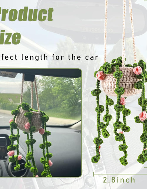 Load image into Gallery viewer, Cute Auto Pendant Crochet Plants Hanging Baskets, Boho Car Plants Crochet Rear View Mirror Accessories, Style 2
